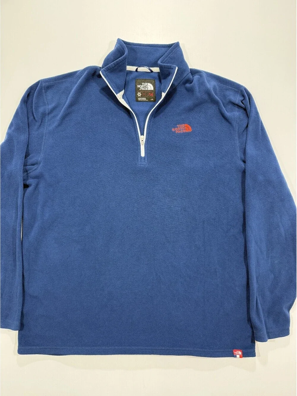 The North Face Fleece Pullover Mens L Blue Quarter Zip Logo Outdoor Hiking